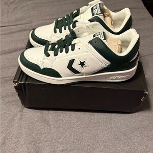 Converse Athletic Shoes in White and Dark Green